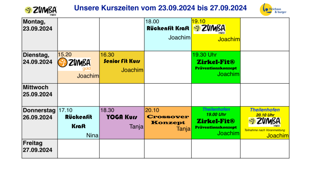 Kurswochenplan